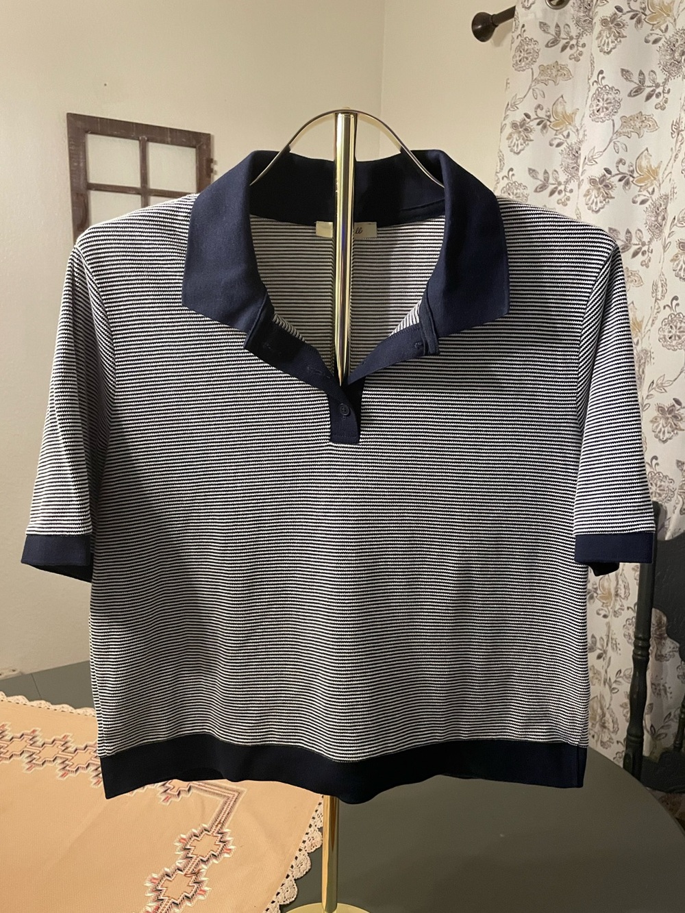 Madewell Navy and White Striped Top
